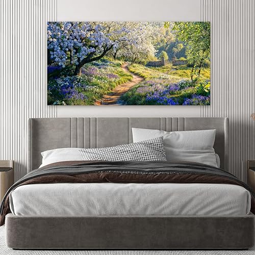 Flower Tree Landscape Wall Art Print Green Wall Art For Living Room 20"x40"