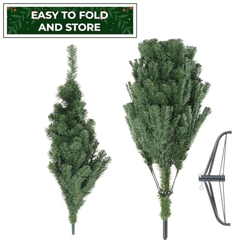 4.5FT Realistic Green Spruce Unlit Artificial Holiday Christmas Tree with Sturdy Metal Stand