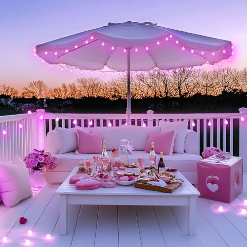 33FT 100 LED Pink Globe String Lights Battery Operated 8 Modes