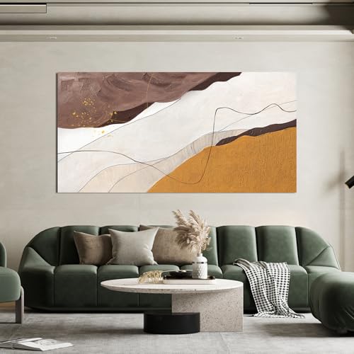Large Modern Brown Wall Art Decor Canvas Abstract Wall Art Decor 29"x58"