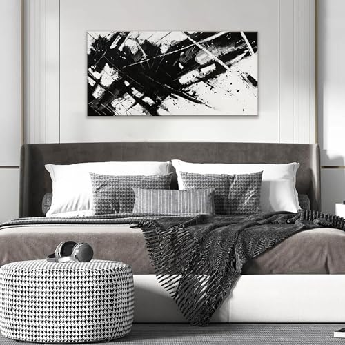 Abstract Black And White Wall Art Canvas Art Wall Decor 20" X 40"
