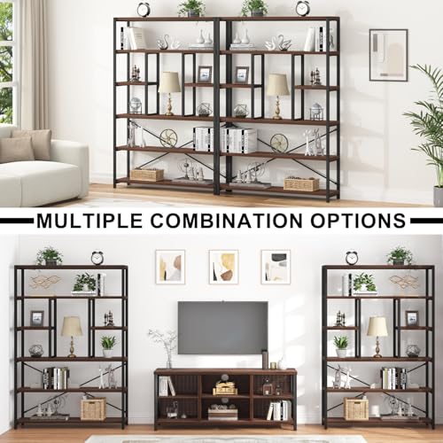 6 Tier Industrial Bookshelf for Bedroom Living Room Office
