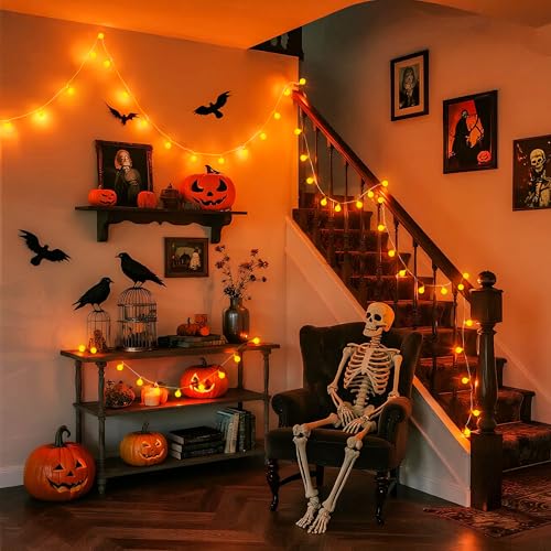 Connectable 100 LED Globe Orange Halloween Lights Indoor