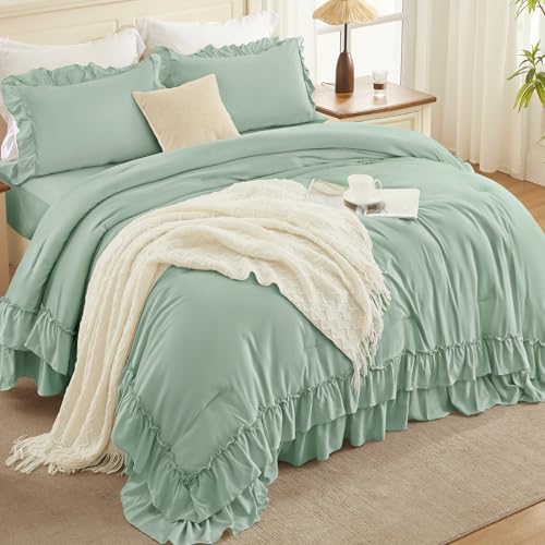 Sage Twin Size Ruffle Comforter Set (2 Count)