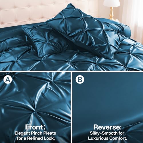 Satin Full Size Comforter Set Teal