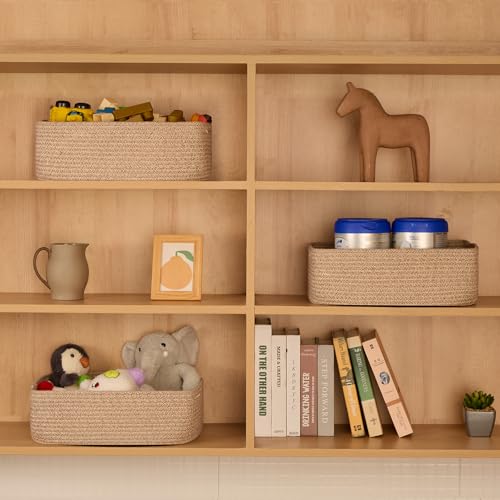 Large Shallow Organizing Baskets 15x11x5.1 Inches (2 Count)