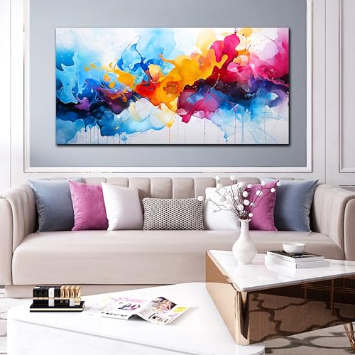 Colorful Abstract Canvas Wall Art for Living Room Bedroom Home Office Modern Wall Decor Blue Orange Pink Gray Abstract Picture Ready to Hang Size 30x60