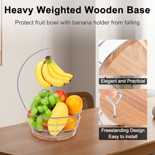 Countertop Fruit Basket Bowl with Banana Hanger