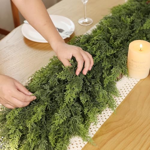 Lifelike Touch Artificial Christmas Cedar Garland for Mantle (18 Foot)