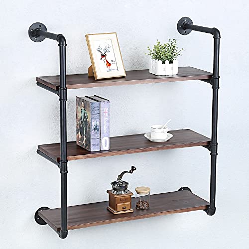 Industrial Pipe Shelves With Wood Planks