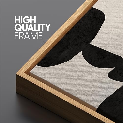 Extra Large Framed Canvas Print Wall Art Modern Abstract Black and White Shapes Antique Retro Fine Art Illustrations Decorative Colorful for Bedroom