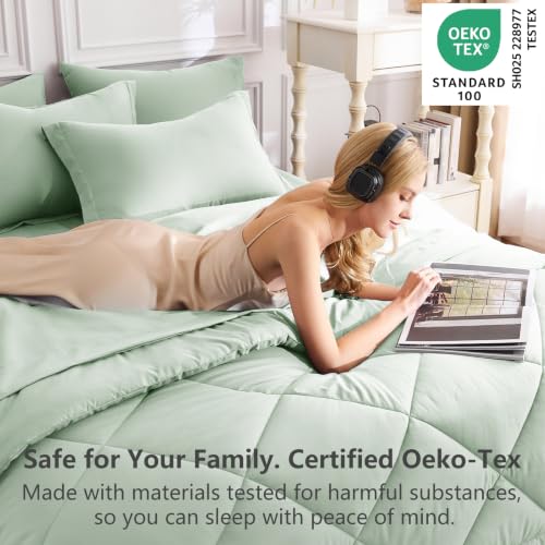 Full Comforter Set 82"x86" Sage Green