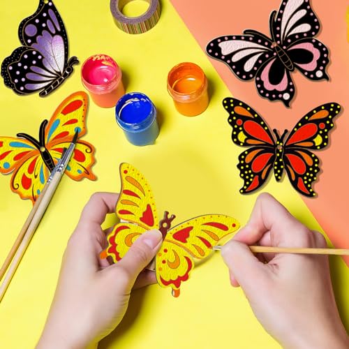 80PCS Wooden Spring Ornaments to Paint Butterfly Cutouts (80 Count)