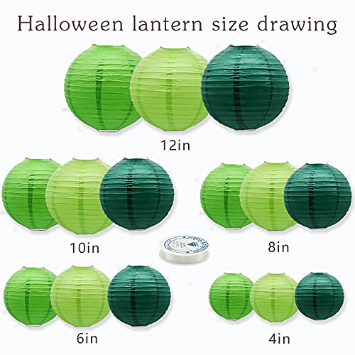 15 Pcs Green Paper Lanterns (15 Count)