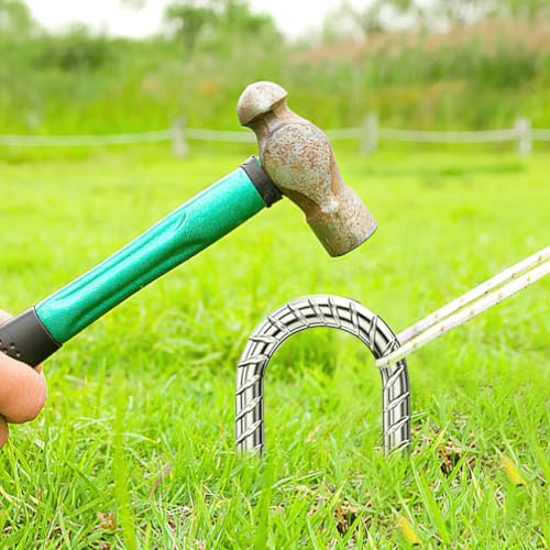 U-Hook-Rebar-Stakes-12 Inch, Ground Stakes Heavy Duty Rebar Stakes for Camping 8pcs Rebar Stakes Rust Proof Coated Metal for Flower Gardens Dog Fence Camping Tents Chicken Coop (8 Count)