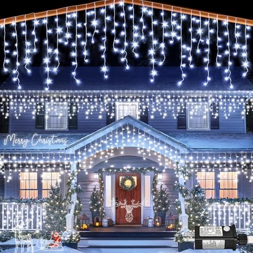 White Christmas Lights Outdoor Icicle lights for Outside 66ft 640 LEDs