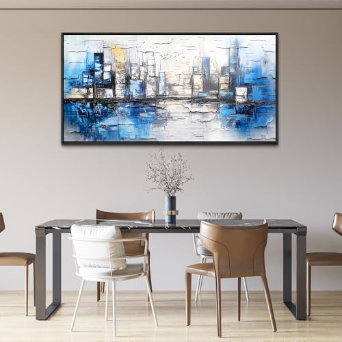 Black Framed Canvas Wall Art For Living Room Large Wall Decor For Office Bedroom Decorations Blue Landscape Pictures Abstraction Paintings Artwork Aesthetic Mural Home Decor 30x60 In