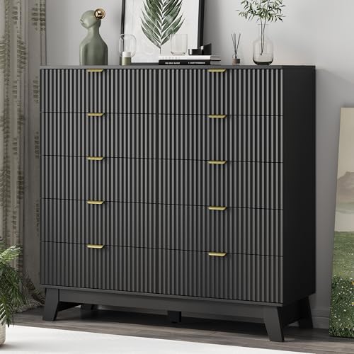 Fluted Dresser for Bedroom with 10 Drawers