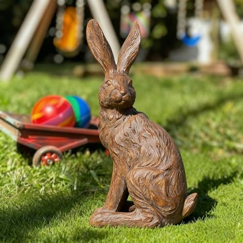 Outdoor Rabbit Garden Statue 12 Inch Brown Bunny Outdoor Decor
