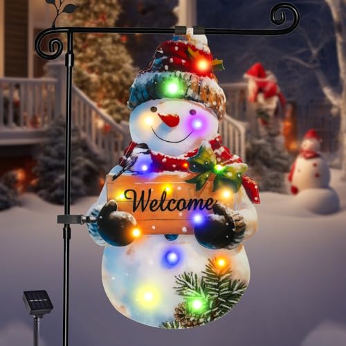 28x40 Solar Christmas Snowman Garden Flag