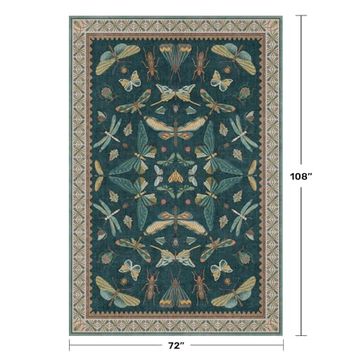 Oriental Blue and Green Area Rugs for Living Room 6x9 (54 Sq Ft)