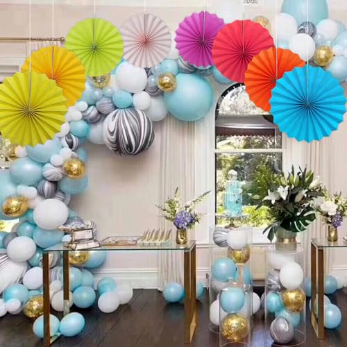 Green Party Decor Light Green Hanging Paper Fans Set 12inch DIY (30 Count)