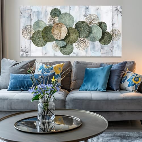 Wall Art Simple Wall Decor Green Canvas Painting Abstract Wall Art for Bedroom Living Room Dining Room Home Office Decor 79"x40" with Framed