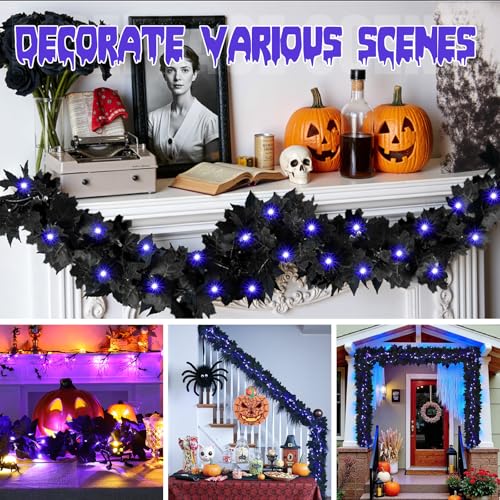 2 Pack 5.7FT Halloween Garlands with Purple Lights (11.4 Foot)