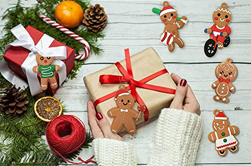 12pcs Christmas Gingerbread Man Ornaments for Christmas Tree Decorations Assorted Plastic Gingerbread Figurines Xmas Holiday Decorations 3 Inch Tall (12 Count)