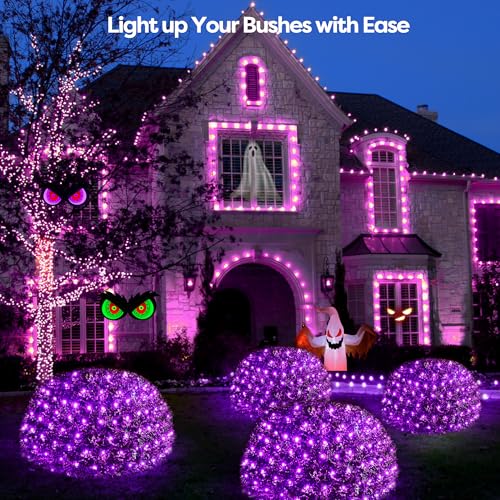 Halloween Lights Outdoor 200LED 8.4ft x 5.2ft Purple Net Lights with 8 Modes