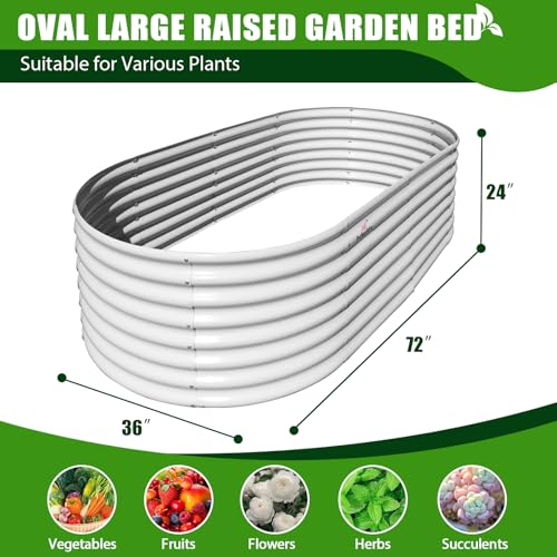 Anleolife 2 Bed 6x3x2ft Oval Galvanized Raised Garden Beds (2 Count)