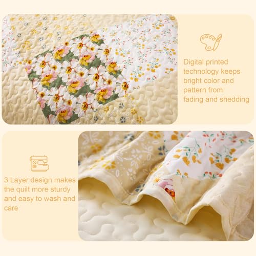 Reversible Boho Quilts Queen Size Yellow