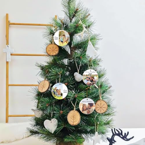 Personalized Christmas Ornaments 2025 Ceramic Custom Photo Text Christmas Ornament Customized Photo Ornament Christmas Tree Decorations Gift for Family Kids Friends Couples Wedding