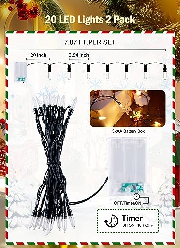 Battery Operated Christmas String Lights with Timer 2 Pack (2 Count)