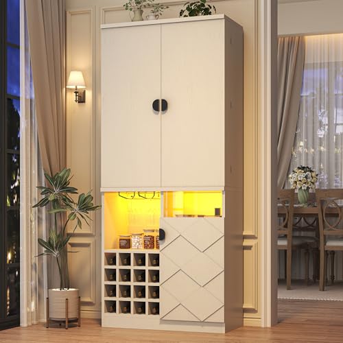72" Tall Wine Bar Cabinet with LED Light