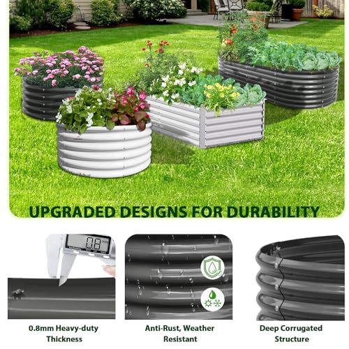 Anleolife 8 Bed 6x3x2ft Oval Galvanized Raised Garden Beds