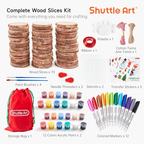 Natural Wood Slices 70 PCS 2.8