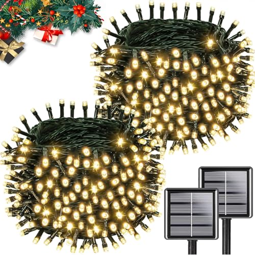 2pack 200LED Solar String Lights Outdoor Waterproof Warm White (2 Count)