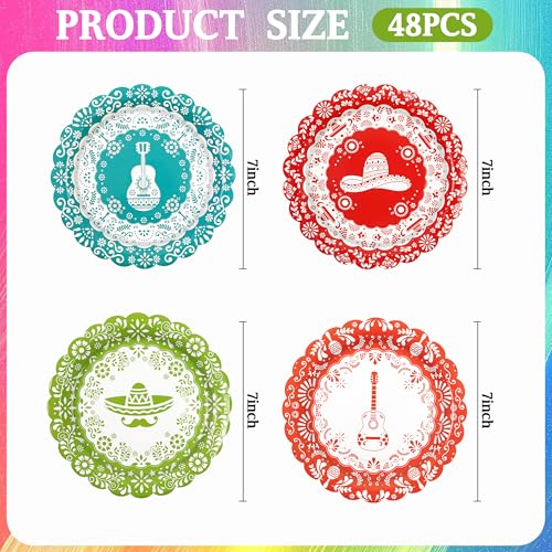 48PCS Fiesta Mexican Paper Plates (48 Count)