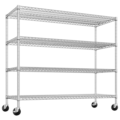 Set of 2 Storage Shelves Metal Shelving with Wheels (2 Count)
