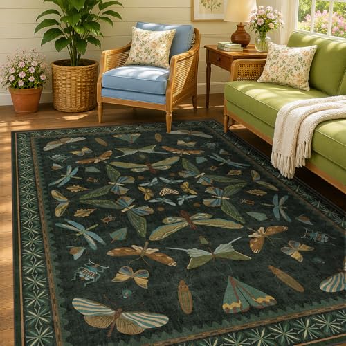 Dark Green Area Rugs 5x7 for Living Room (35 Sq Ft)