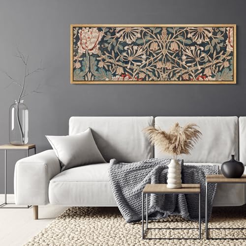 Large Framed Canvas Print Wall Art Botanical Elegance Victorian Style Floral Antique Retro Fine Art Illustrations Decorative Colorful for Bedroom