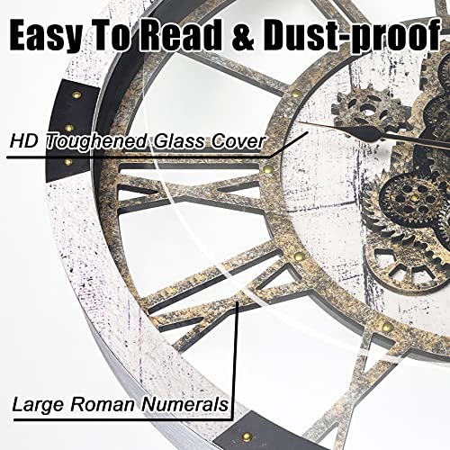 30" Large Wall Clock Moving Gears