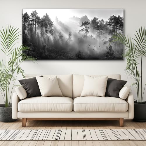 Black and White Forest Wall Art for Living Room Modern Canvas Prints Artwork Picture Paintings Bedroom Office Home Decor
