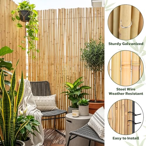 Natural Rolled Bamboo Privacy Fence (32 Sq Ft)