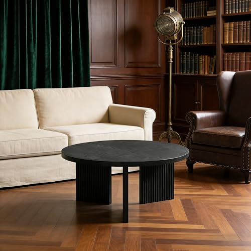 35" Wooden Round Coffee Table