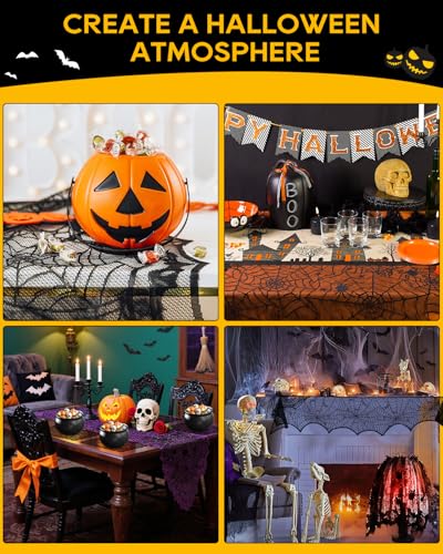 5 Pack Halloween Decorations Indoor Halloween Spider Web Tablecloth