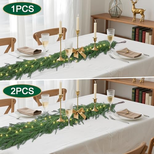 2Pcs 9Ft Artificial Norfolk Pine Garlands
