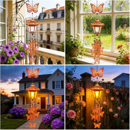 Butterfly Solar Wind Chimes for Outside