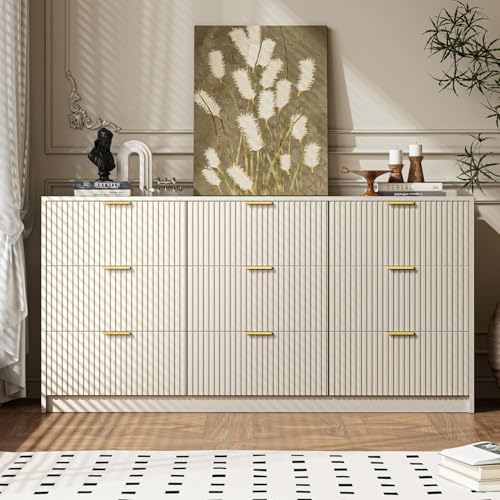 Beige 9 Drawer Dresser for Bedroom